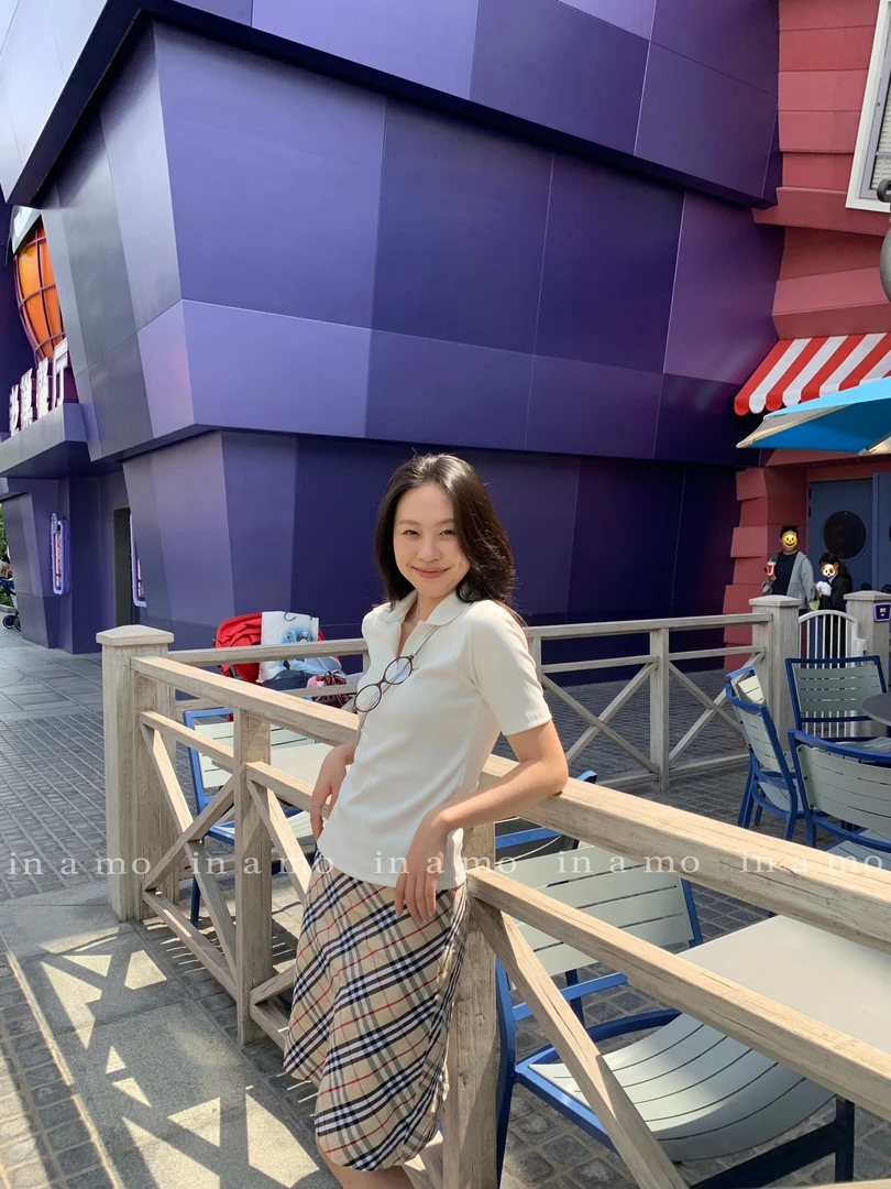 in a mo【momo polo】白色t复古正肩翻领中袖刺绣polo衫