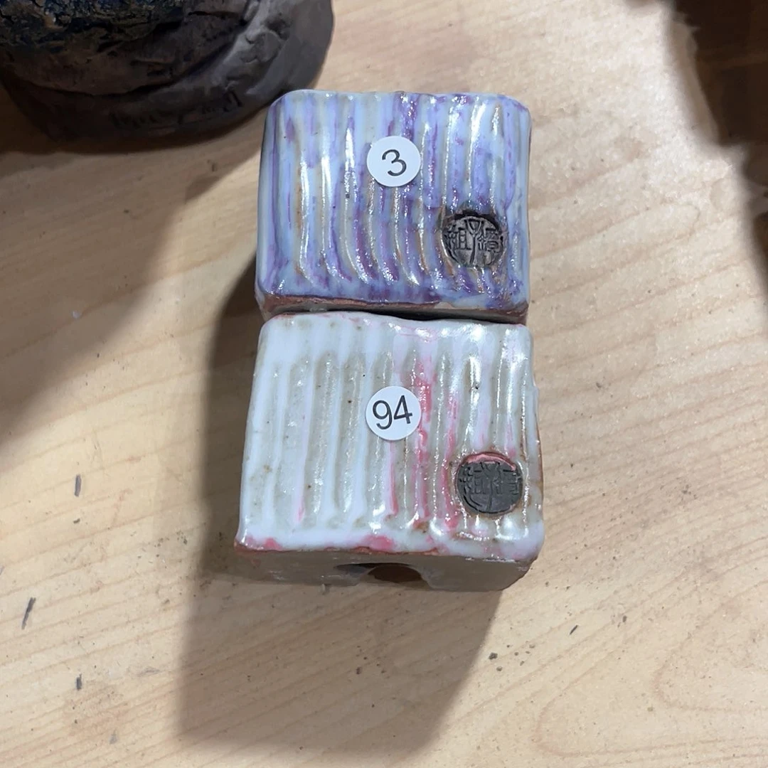 红陶开****水波纹小方两个