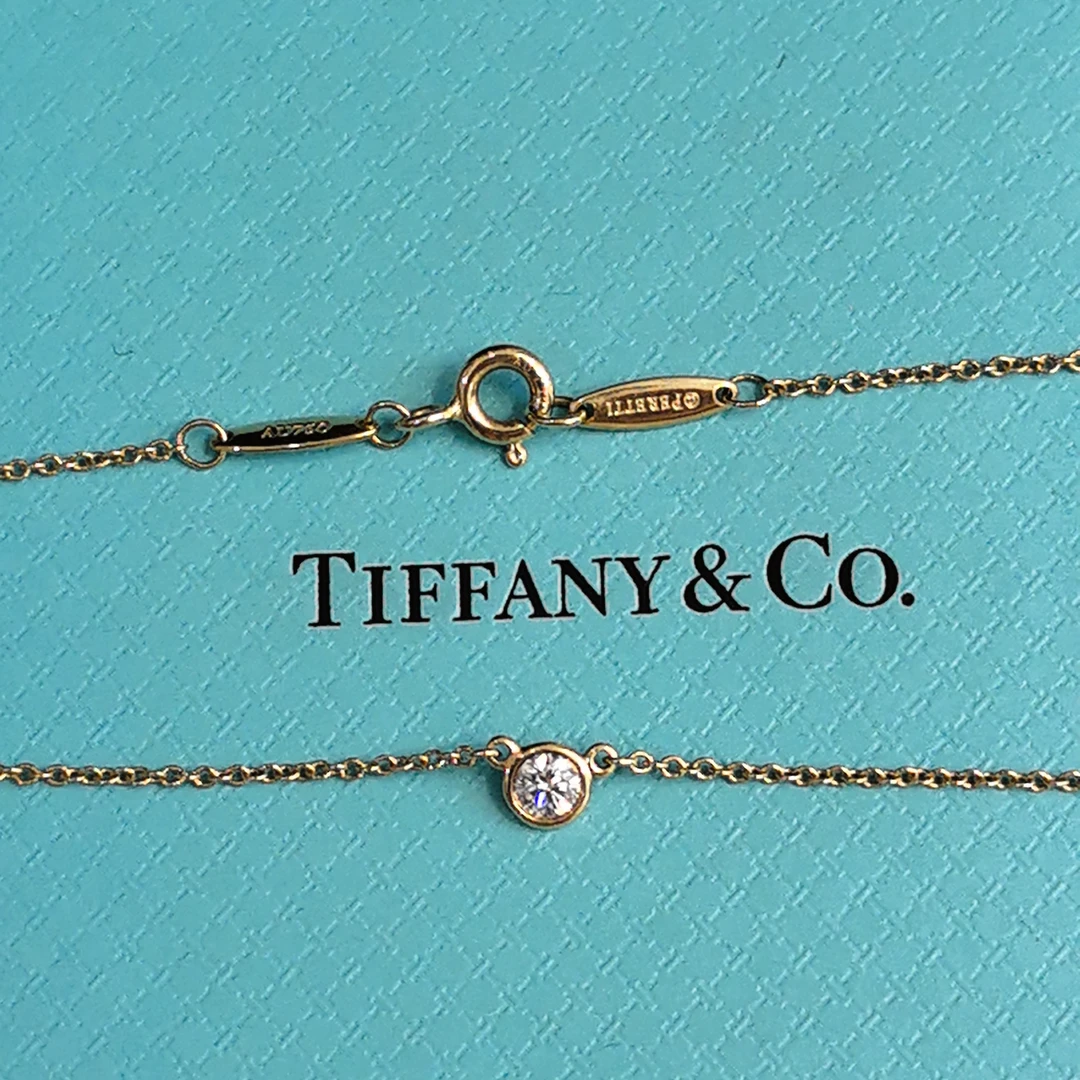 99新 Tiffany & Co./蒂芙尼 米奇款单钻项链/K黄/#40cm/盒
