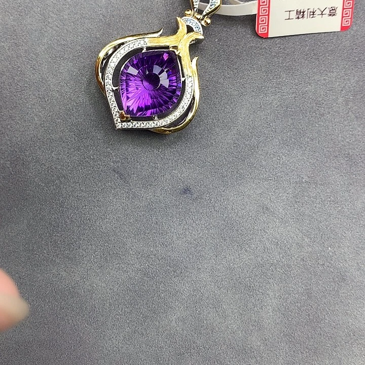 吊坠(不含链)水晶银S925镀金镶嵌