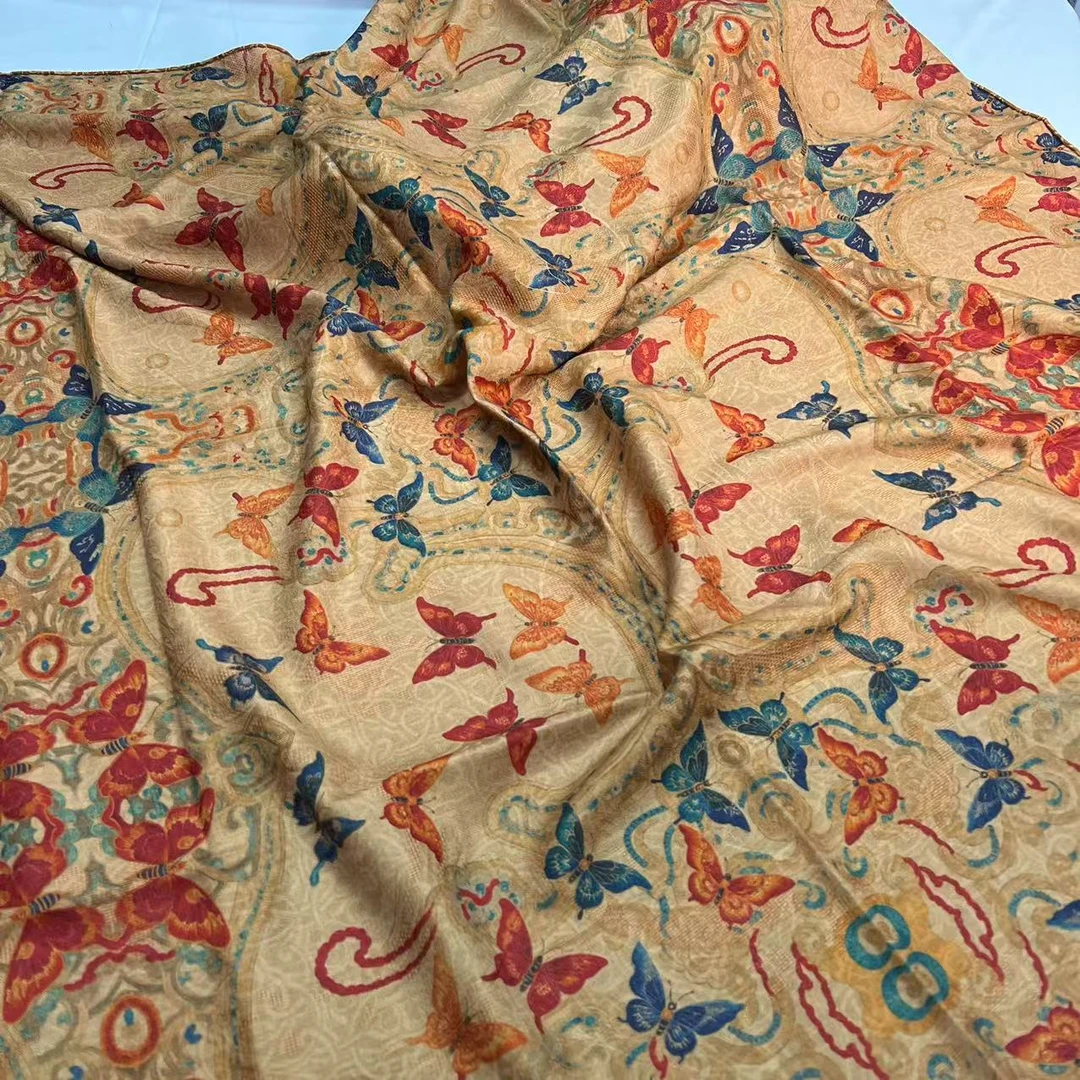 140丝毛方巾-锦绣花蝶 双面异色异稿135cm