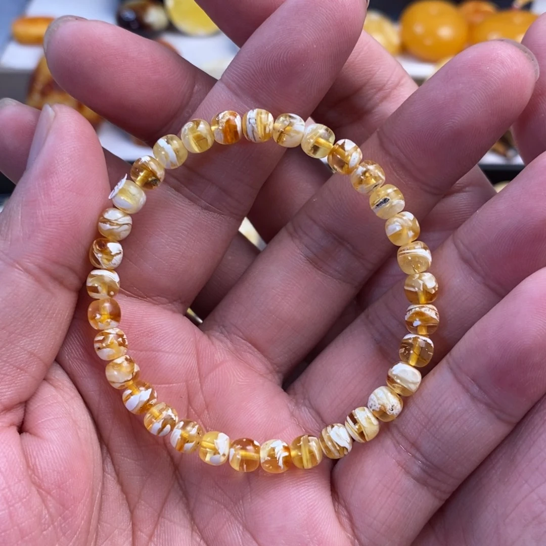 未镶嵌蜜蜡裸石6×5.5mm拉丝