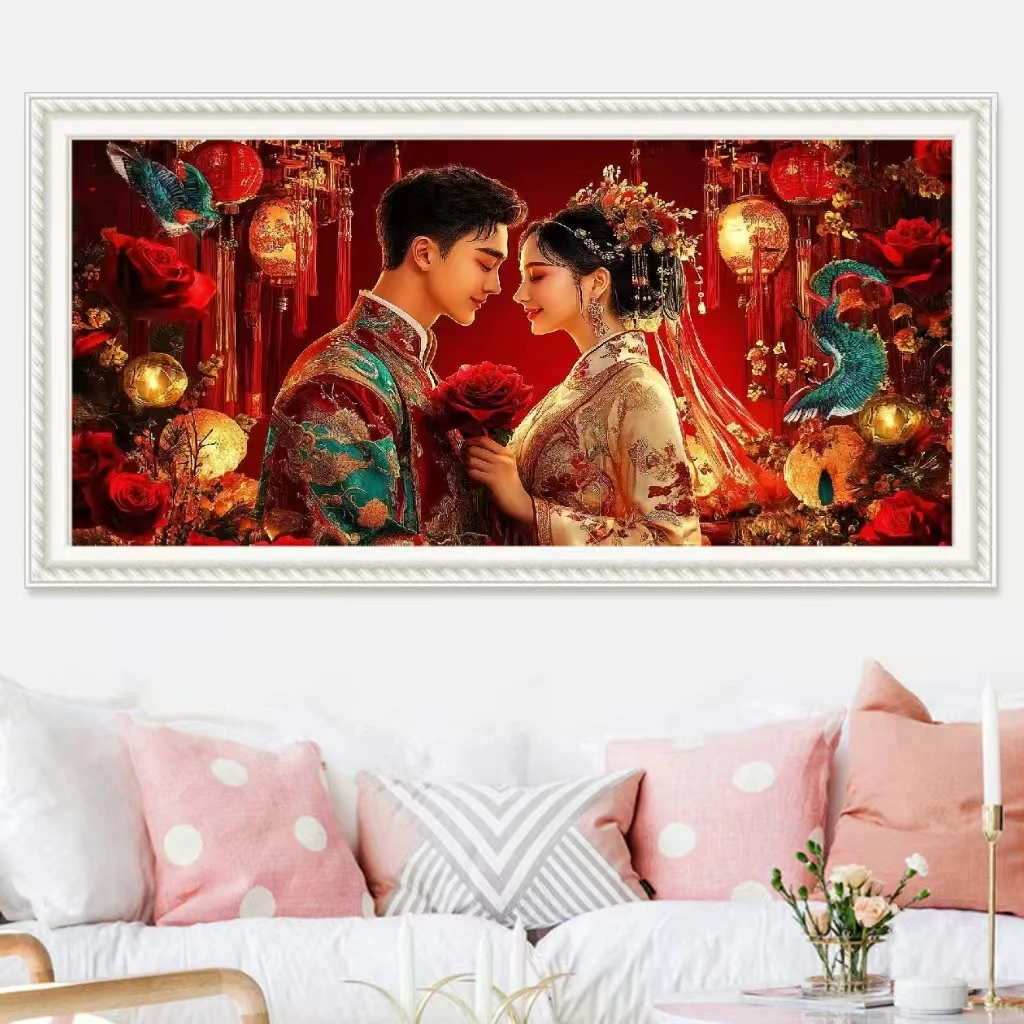 定制十字绣 原创版权大格举案齐眉没绣的 120*65   f1629