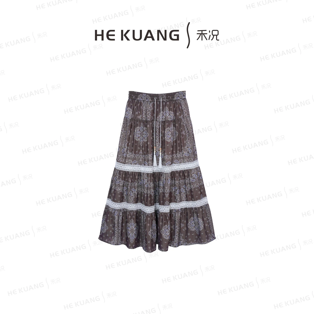 禾况HEKUANG【繁星淡彩】 高腰欧若风时尚波点裙繁星E652 0050