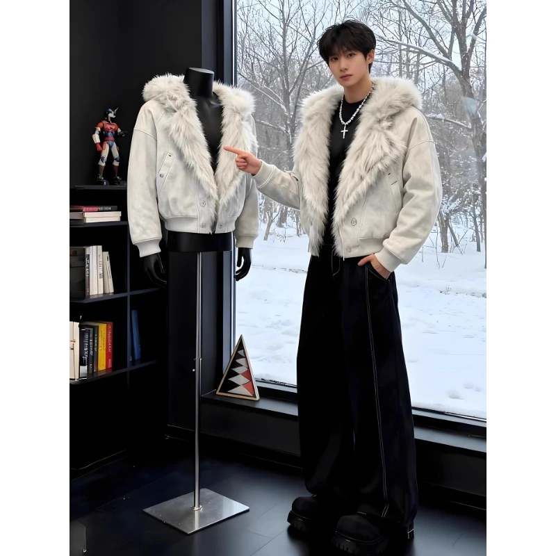 苍狼座山雕剪裁解构棉服外套男款冬季加绒加厚高级感保暖夹克棉衣