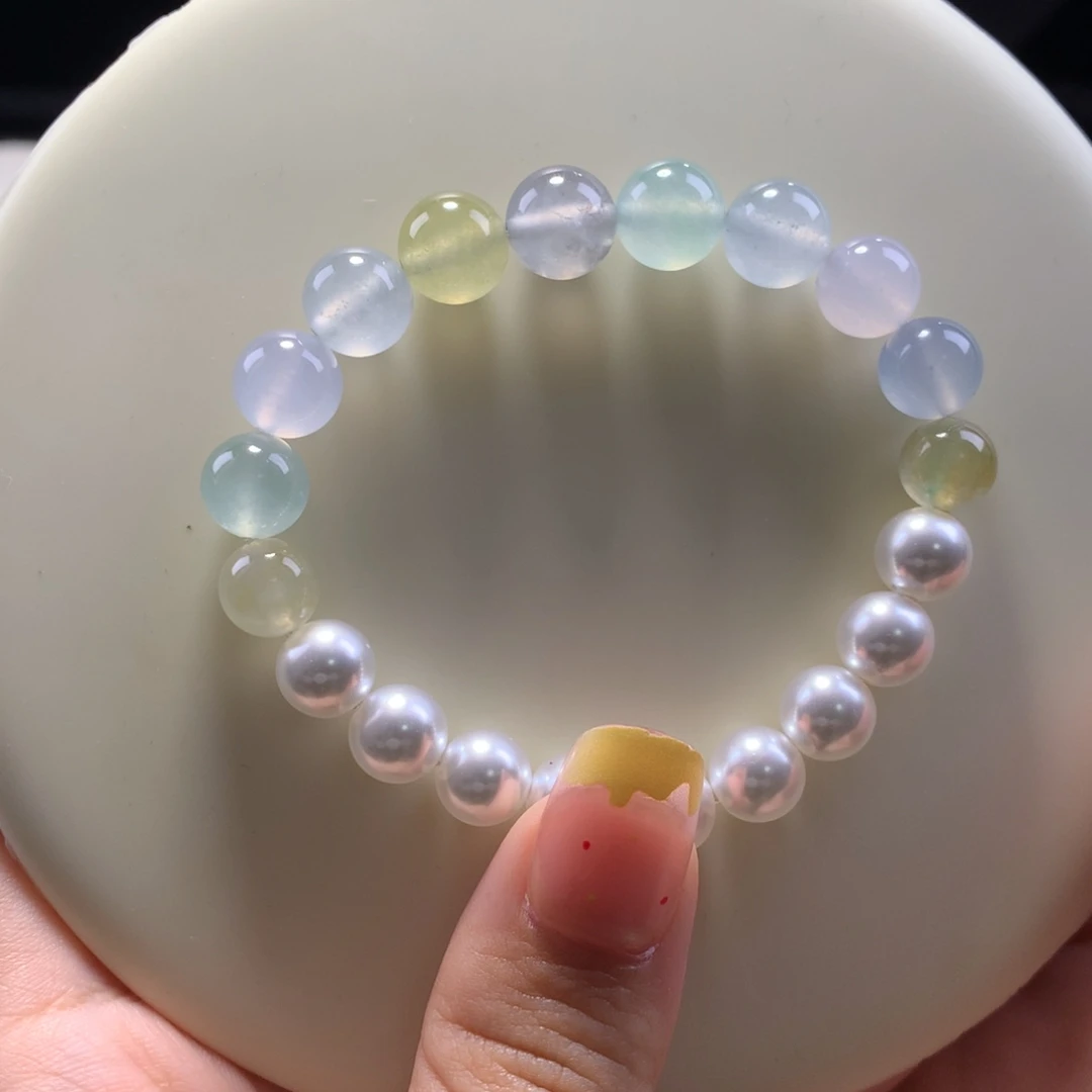 翡翠未镶嵌手串高冰马卡龙