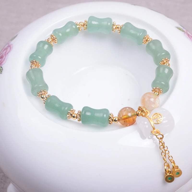 新中式东陵玉竹节福袋吊坠节节高升手链S171