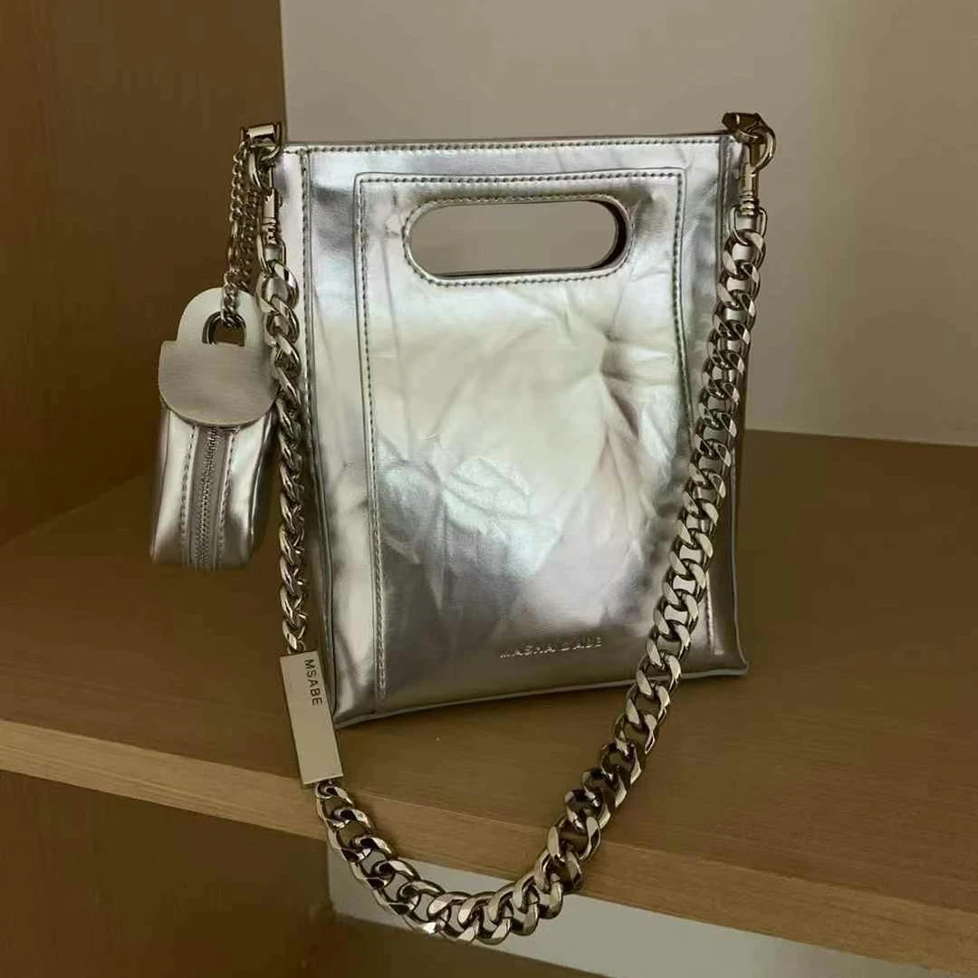 3801高级感时尚手抓纹链条包女手提包2025新款复古百搭单肩斜挎包