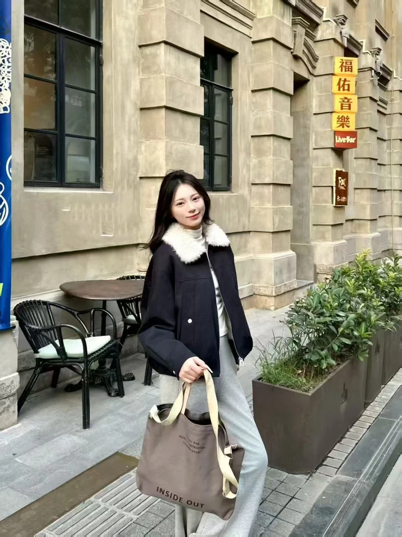 【281】【加绒】奥粒绒冬季毛领时尚减龄保暖新款显瘦百搭短款外套911