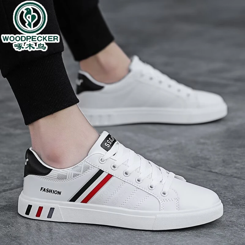 【正品】啄木鸟2025春秋季新款休闲鞋男士板鞋时尚潮流透气小白男鞋