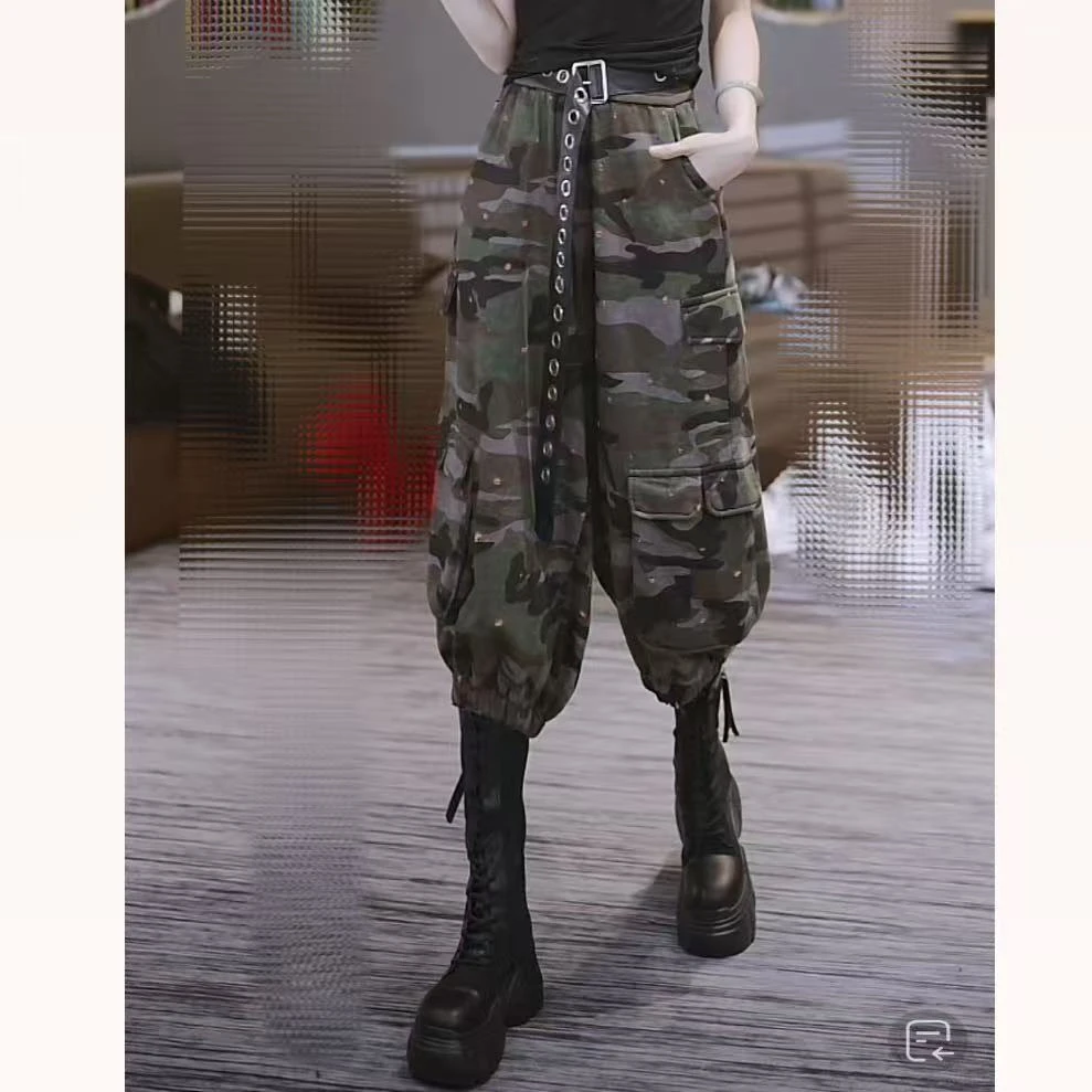 百搭新款迷彩工装口袋休闲裤