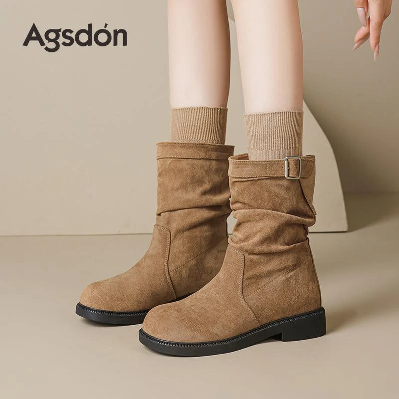 秋马丁新款美靴女拉德季厚底复古堆堆靴废土风时装靴