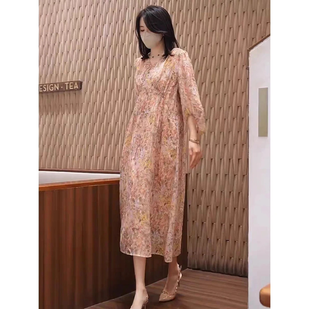 门店67&9！把花穿在身上！茶歇复古/碎花显瘦度假风连衣裙女L42814