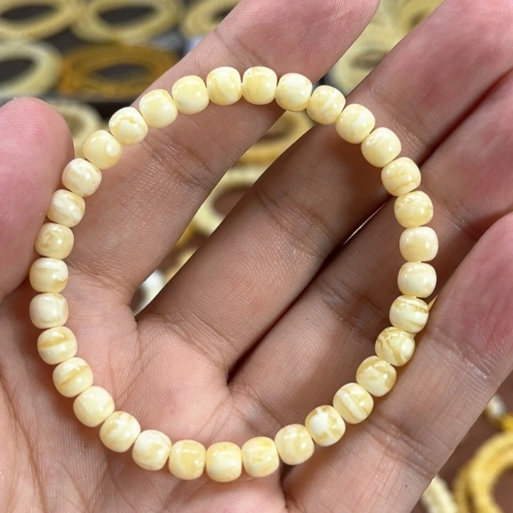 未镶嵌蜜蜡手串纯天然俄料黄蜜白花高桩虎皮