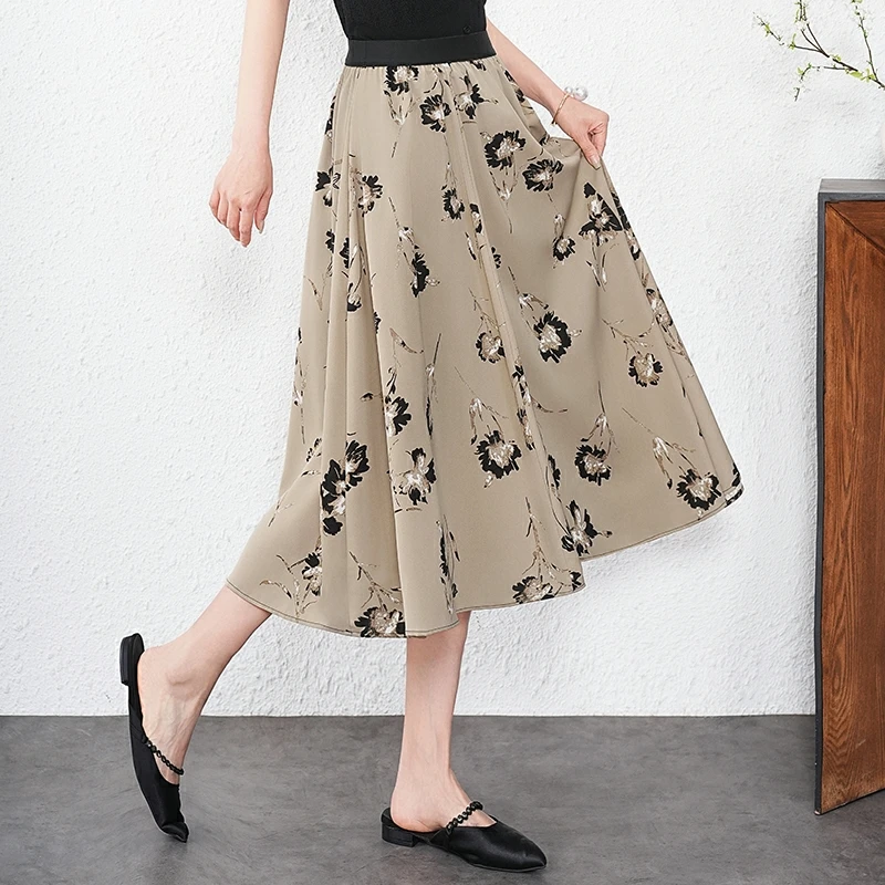 大花朵碎花半身裙女2025年夏季新款A字长裙显瘦百搭小个子