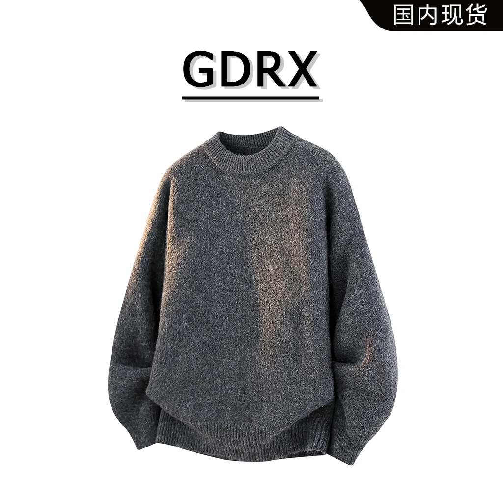 GDRX美式休闲圆领毛衣男款秋冬季休闲百搭简约上衣时尚潮流男装