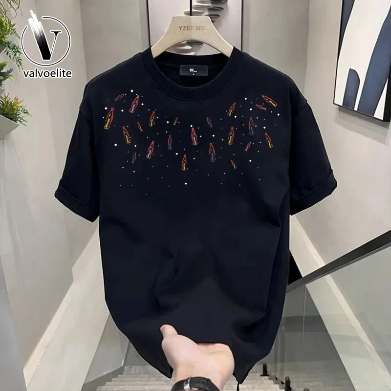 VALVOELITE重磅潮简约T恤美式潮流印花男款夏季宽松百搭休闲短袖