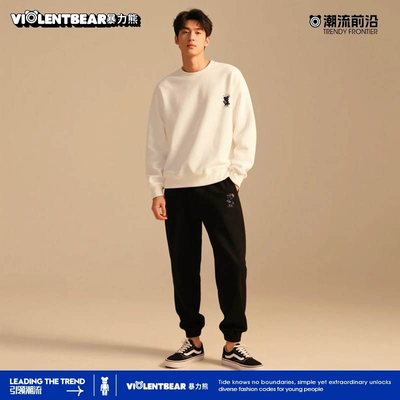 暴力熊潮流圆领都市巴恩风男士卫衣秋冬情侣同款宽松休闲长袖上衣