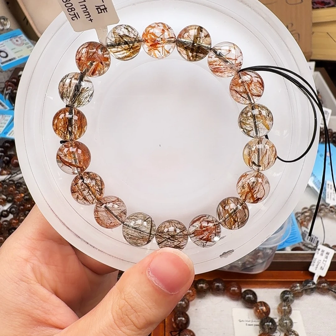 未镶嵌手链水晶天然水晶黑金超七直播间链接