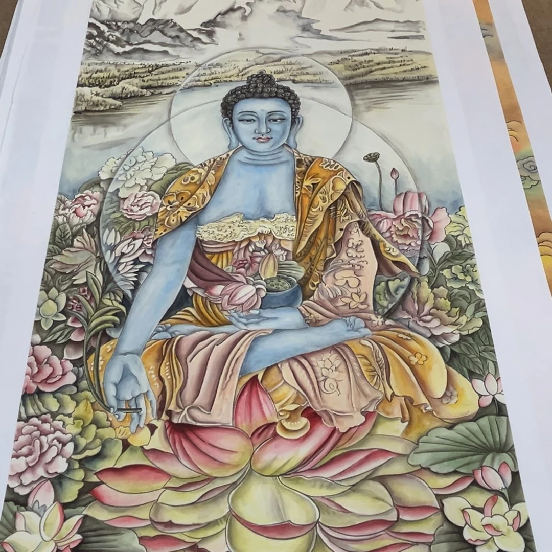 国画三尺药师佛作品