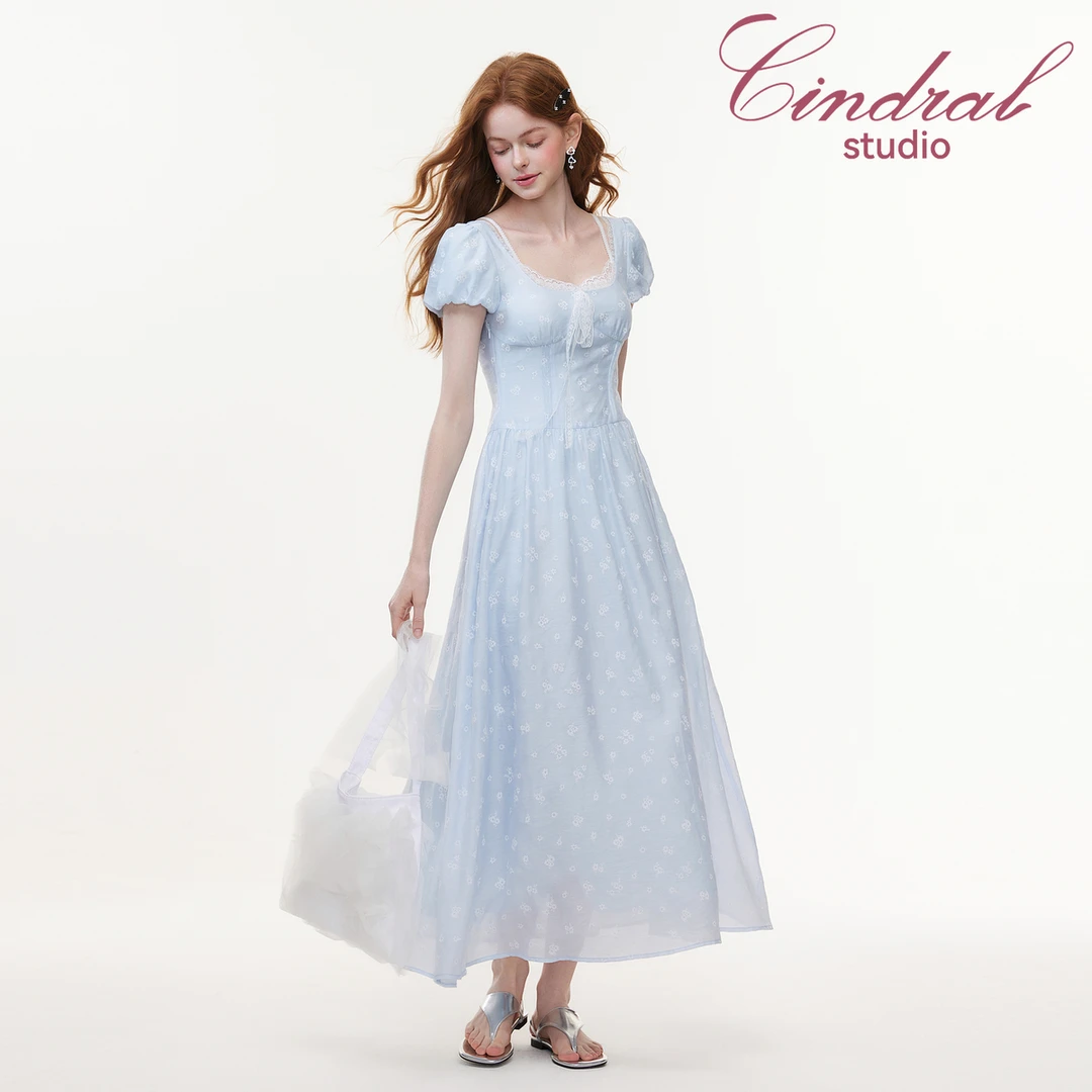 【熙地】甜美宫廷风气质长裙时尚泡泡袖设计师款连衣裙 C85XD0246L