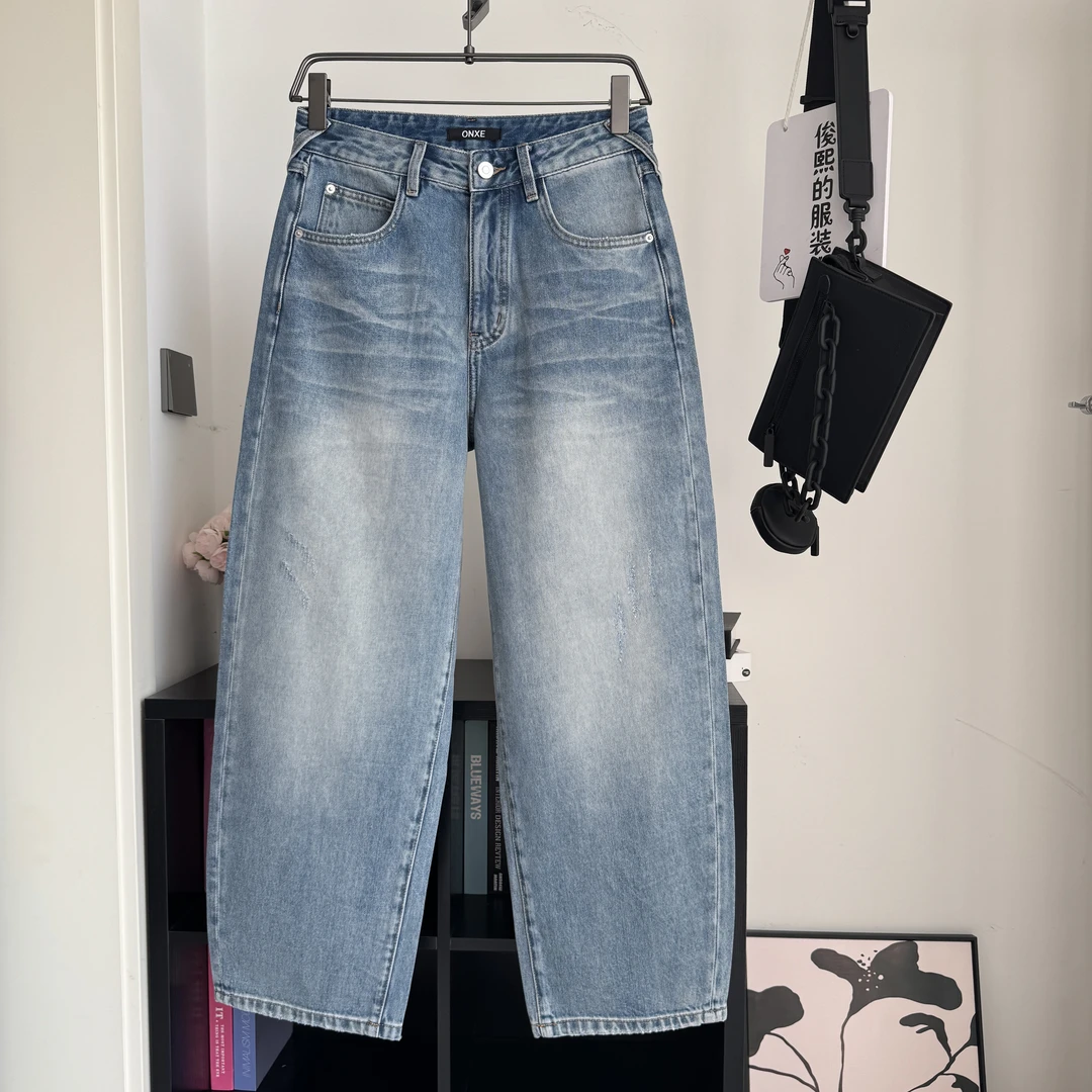 26年春季男士水洗牛仔直筒裤百搭韩版裤简单时尚潮牌80216C