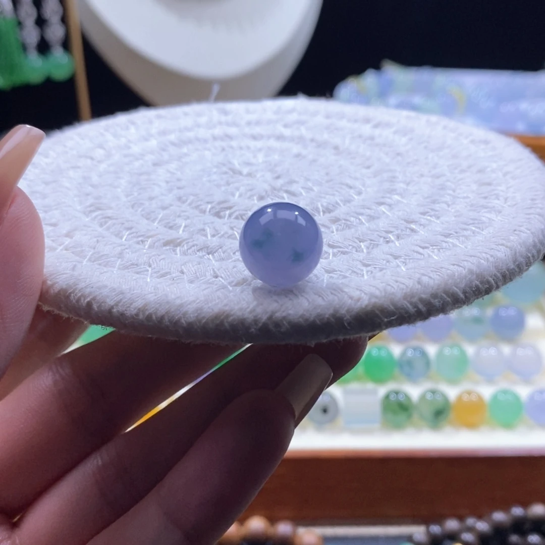 翡翠未镶嵌颈饰浓紫飘花珠卡12.4