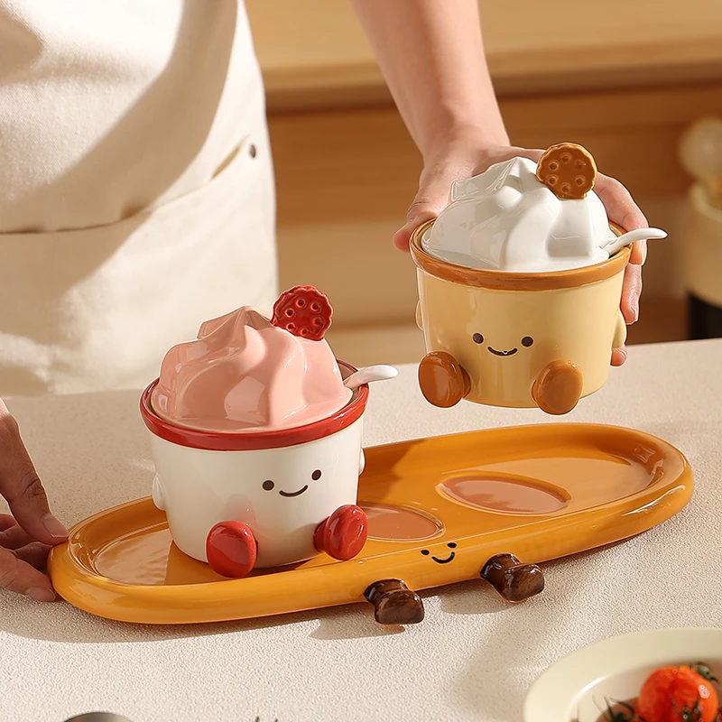 创意冰淇淋风调料盒厨房专用佐料调料罐盐罐糖罐带盖勺味精鸡精罐