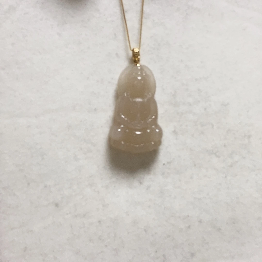 和田玉颈饰18K金镶嵌简单