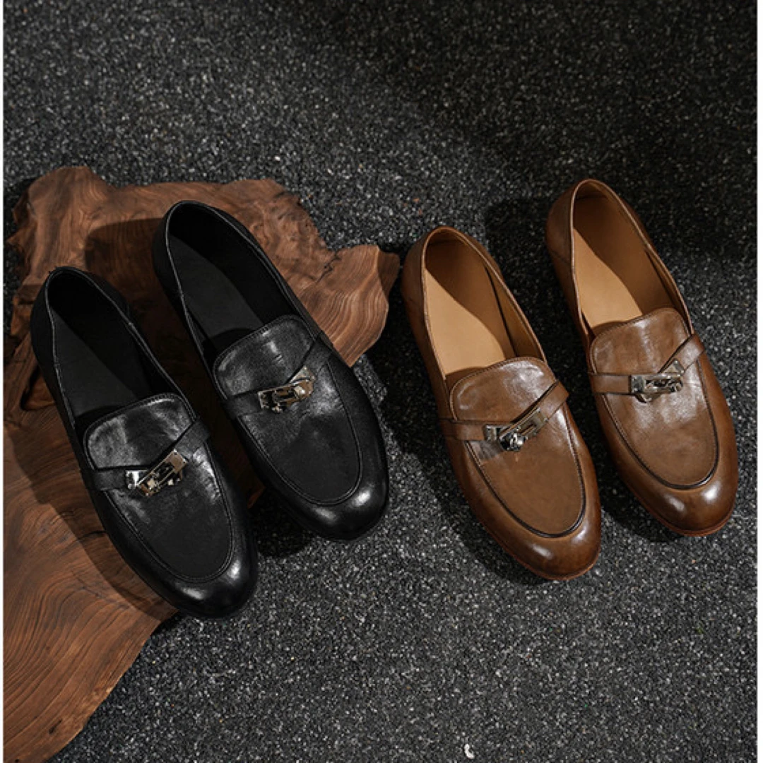 SEVENMAOMAO 马皮/高智风/马衔扣一脚蹬英伦老钱风乐福鞋时尚通勤