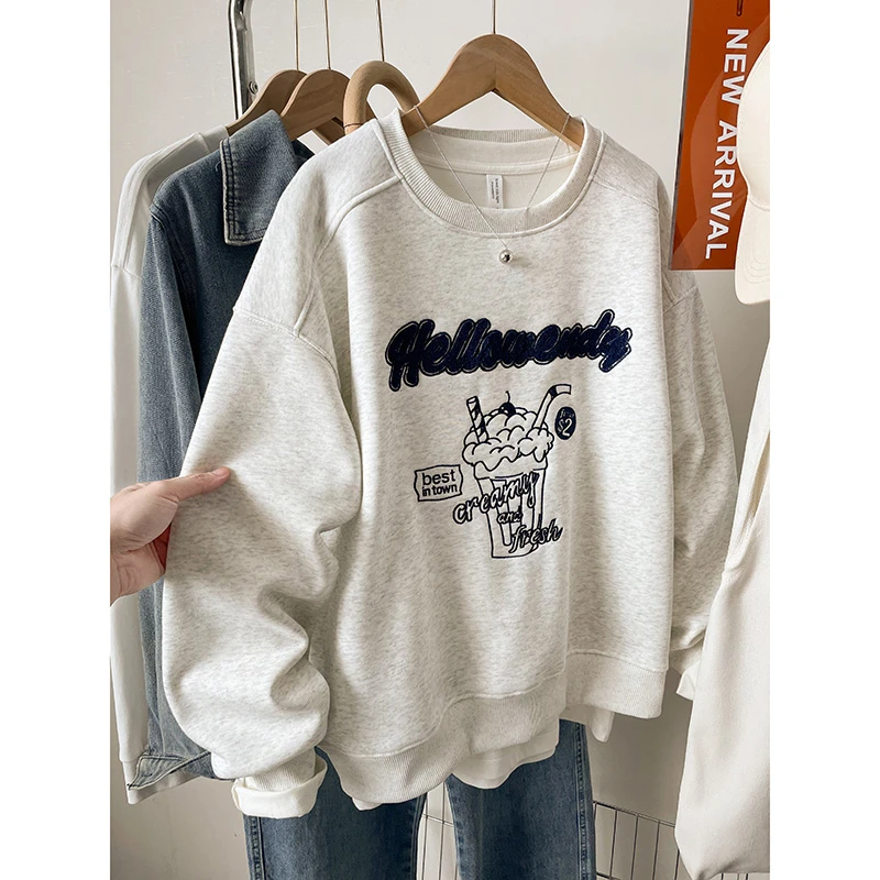 复古刺绣卫衣女2025秋冬季新款爆款大码胖mm显瘦加厚加绒百搭