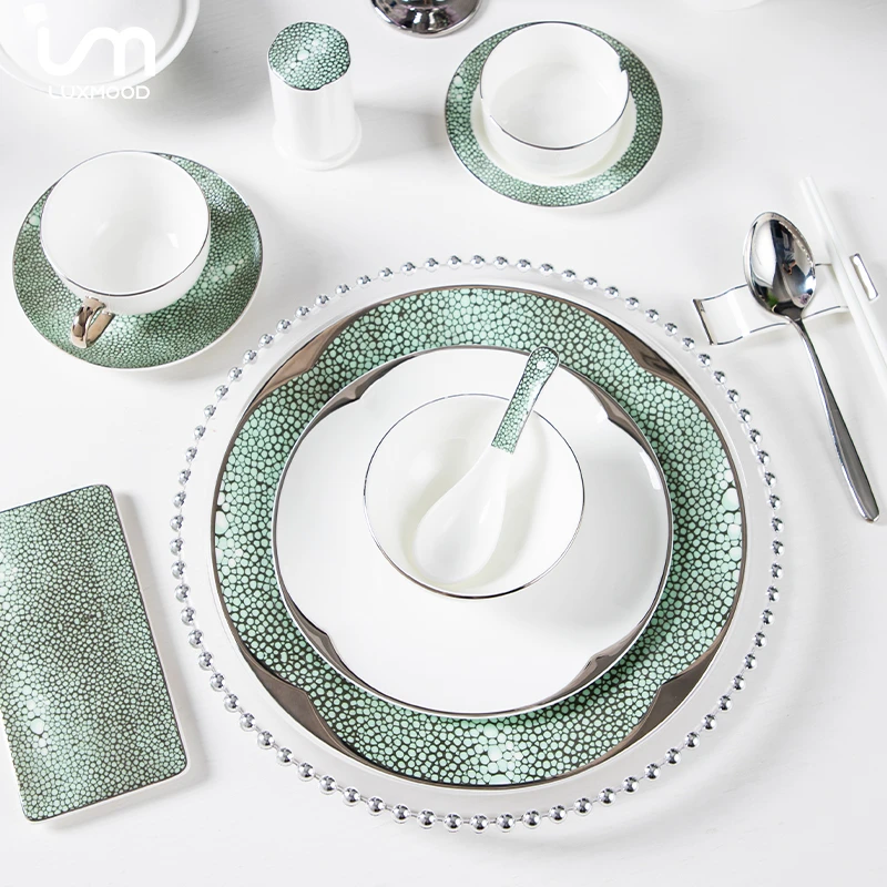 LUXMOOD勒慕轻奢高级绿宝石陶瓷餐盘茶壶咖啡杯陶瓷餐具