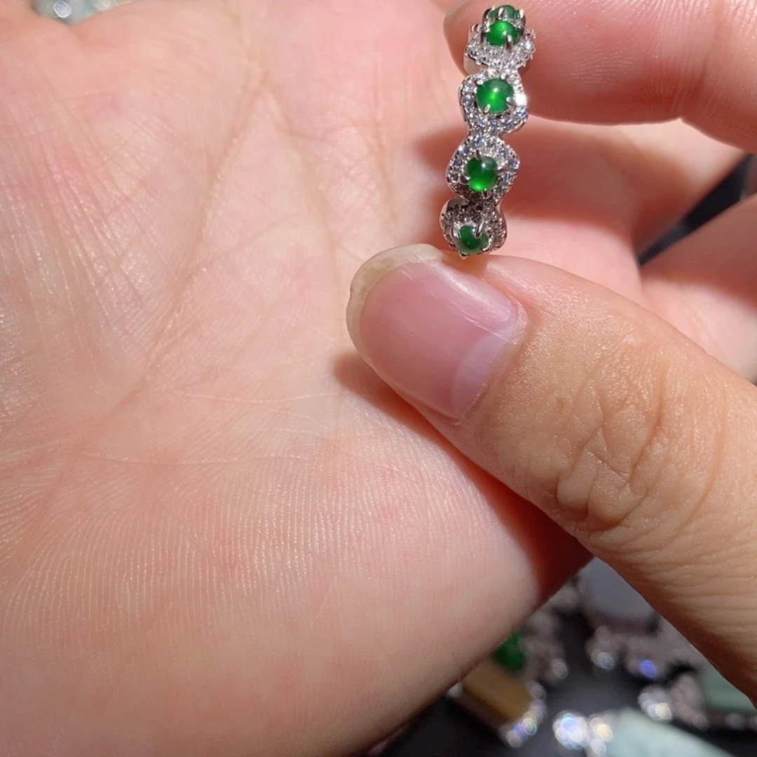 翡翠戒指银S925镶嵌jj k