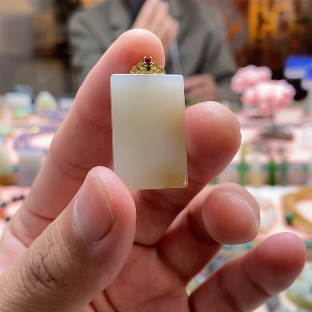 和田玉银S925镶嵌吊坠(不含链)