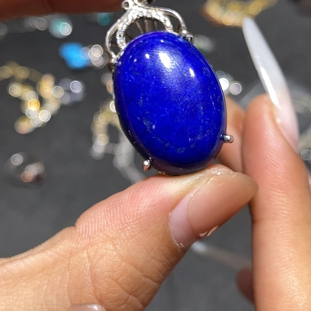 青金石银S925镶嵌颈饰