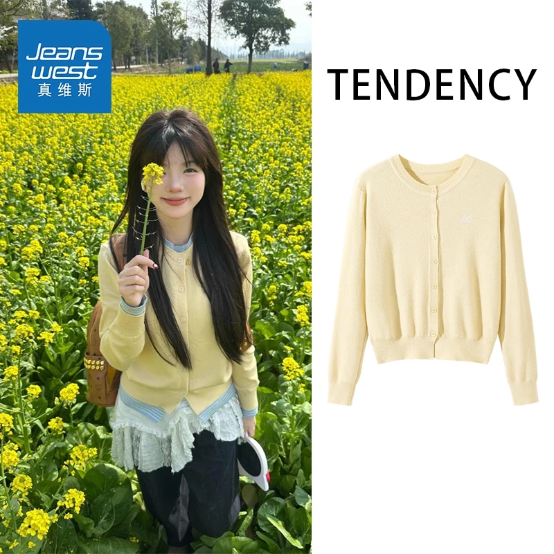 真维斯高级感高品质设计感女装2026秋冬圆领慵懒休闲风针织衫C
