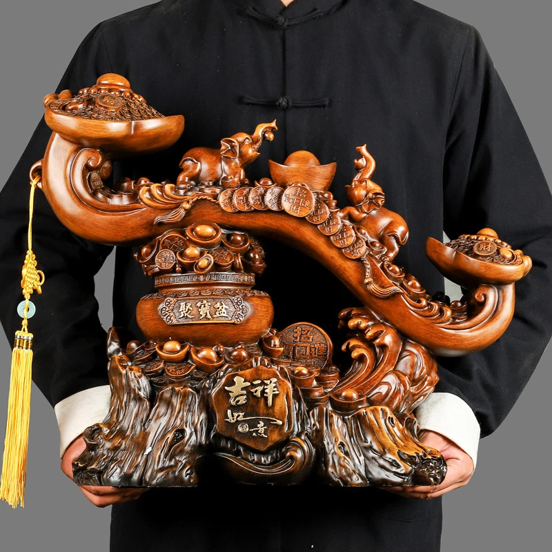 【师傅推荐】吉祥如意摆件大号招财仿木家居装饰品树脂金蟾工艺品