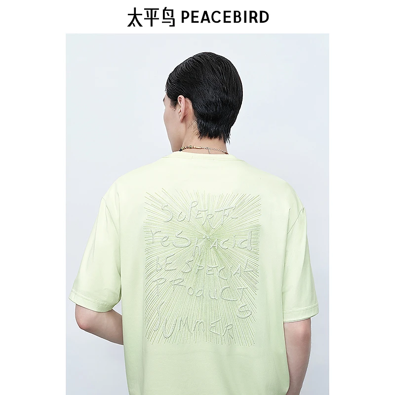 【商场同款】太平鸟男装T恤25夏季新款立体绣花短袖潮 B2CNF2517