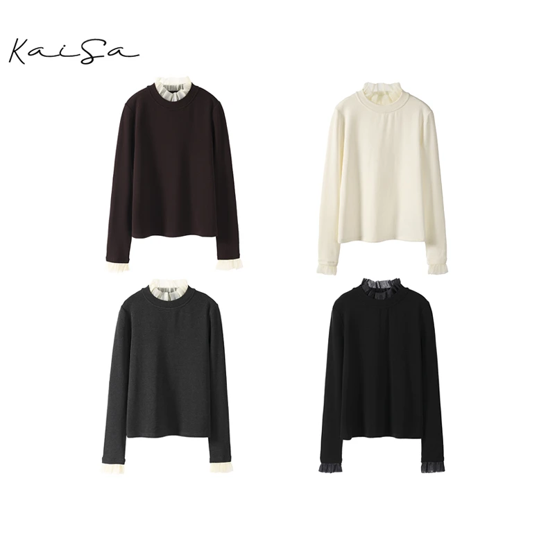 【浪漫气息】羊毛内搭打底花边领针织衫打底上衣L-263