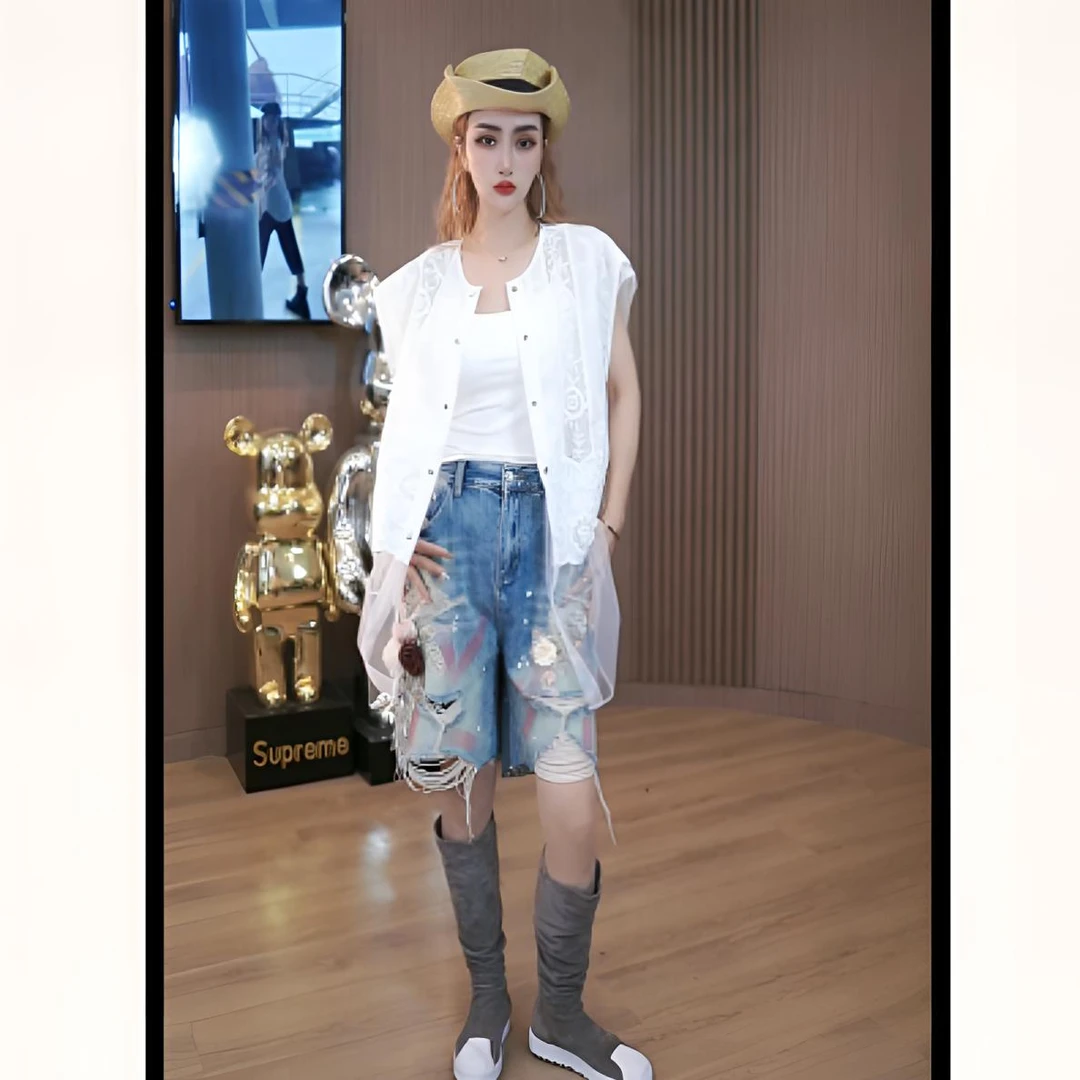 AttinaLife原创设计小众定制钩花蕾丝网纱时髦感马甲25