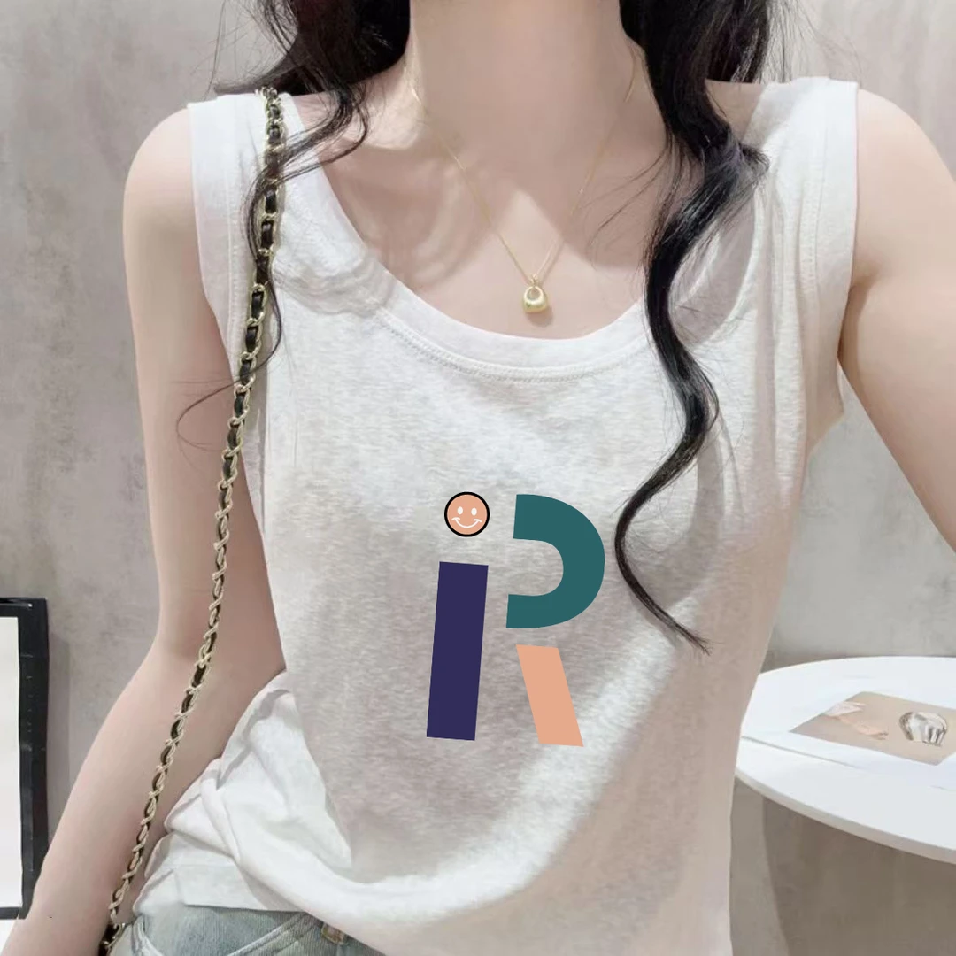 韩版宽松型百搭雪花棉外穿白色背心无袖吊带圆领内搭显瘦夏季上衣