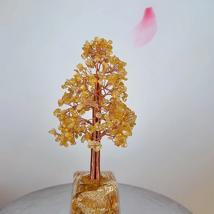 铜流沙款黄水晶发财树