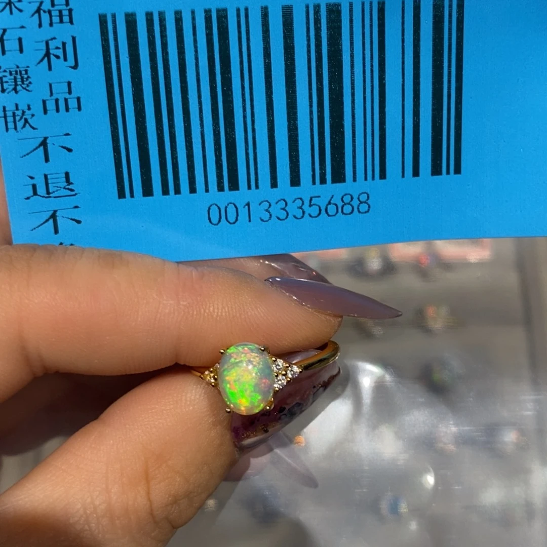 废***挞欧泊银S925镶嵌戒指