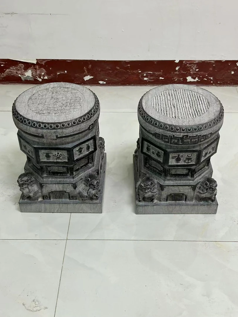 石墩，陶瓷石凳，盆景底座，手工雕刻摆设复古精美工艺品摆件石头