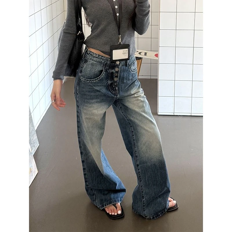 简约潮流百搭ins新款气质时尚原宿日系牛仔裤文艺流行慵懒