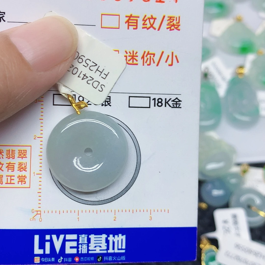 翡翠18K金镶嵌颈饰平安扣