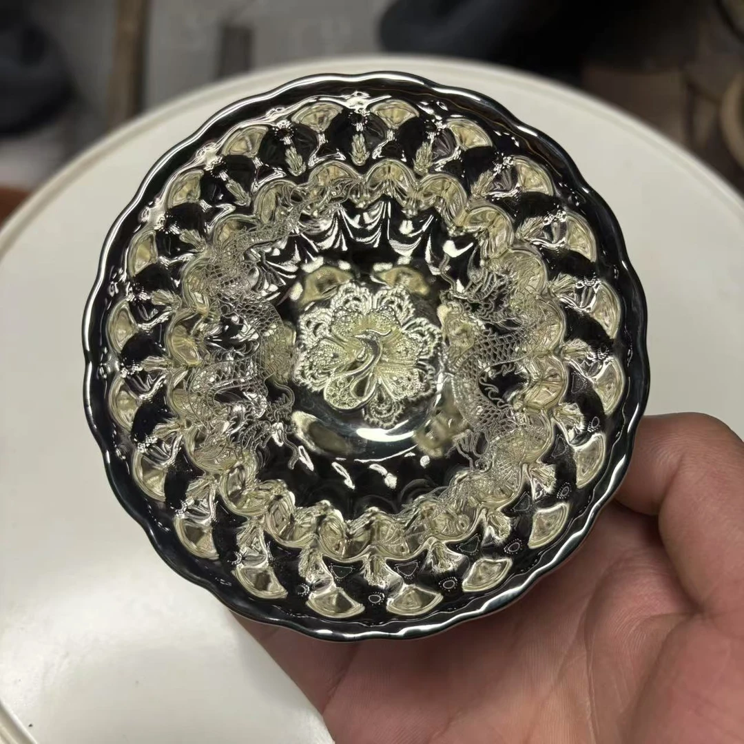 全银 龙纹银孔雀 （单杯）