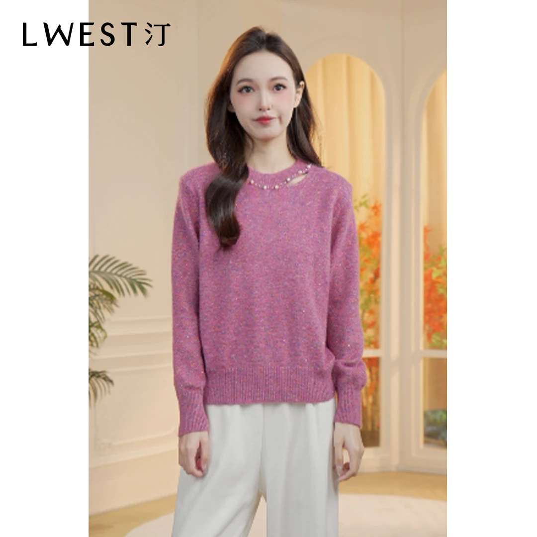 Z朗文斯汀2026年春新款时尚钉珠设计感圆领针织衫DAMZ6112D02901