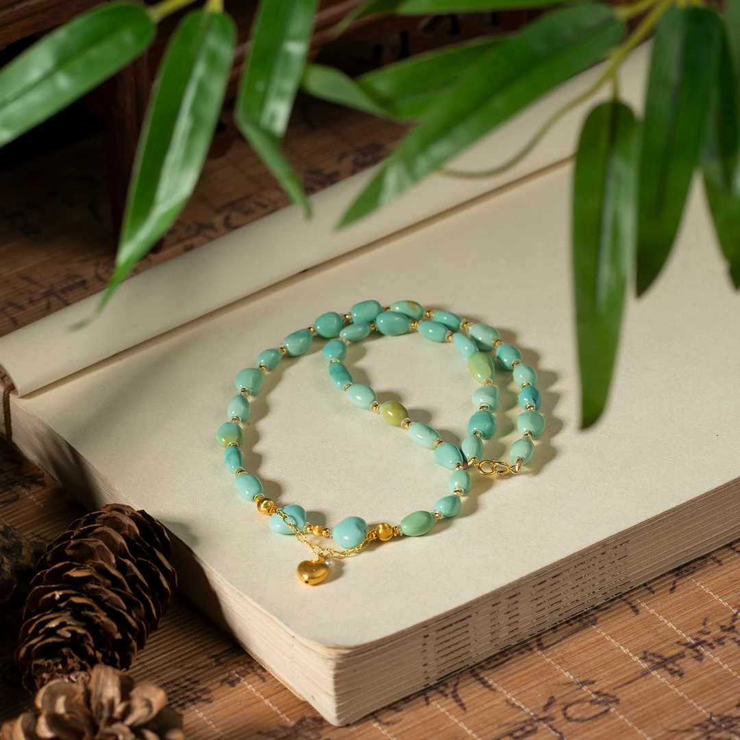 【世间臻宝】18K绿松糖豆项链欧若风/Q1547/6m/40cm/多样性发一件/5