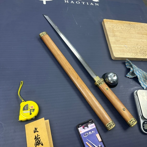 唐横刀 纯铜 酸枝木 花纹钢冷兵器未开刃